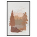 Poster Autumn in the Mountains - autumn landscape of trees on a solid gray background 131909 additionalThumb 18