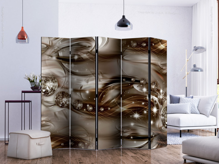 Room Divider Gray River II (5-piece) - shimmering silver-gold space 132609 additionalImage 2