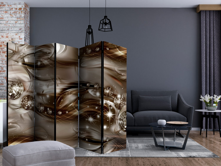 Room Divider Gray River II (5-piece) - shimmering silver-gold space 132609 additionalImage 4