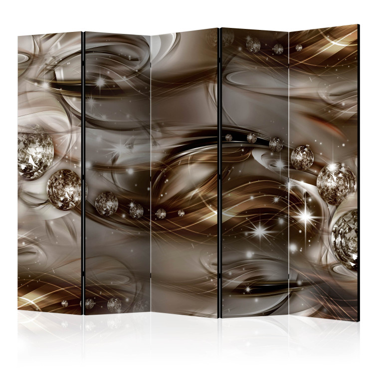 Room Divider Gray River II (5-piece) - shimmering silver-gold space 132609