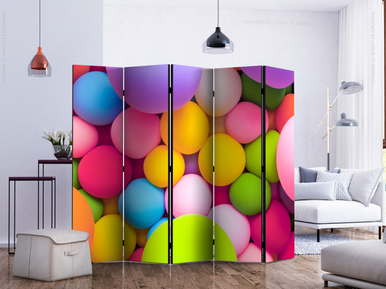 Room Divider Screen Colorful Spheres II (5-piece) - colorful 3D geometric composition 132809 additionalImage 2