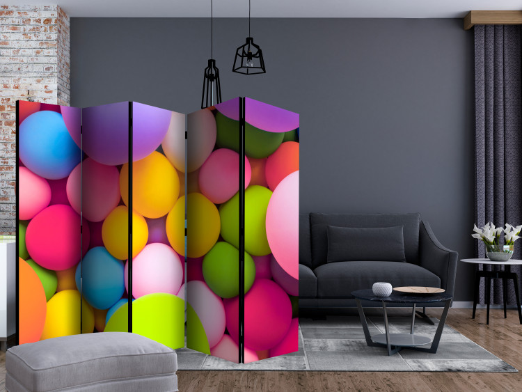 Room Divider Screen Colorful Spheres II (5-piece) - colorful 3D geometric composition 132809 additionalImage 4