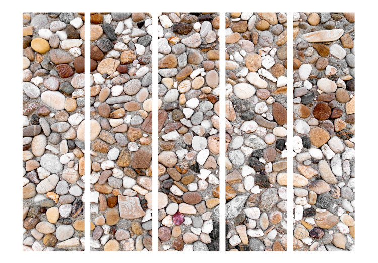 Folding Screen Stone Beach II (5-piece) - background in mosaic of colorful stones 132909 additionalImage 3
