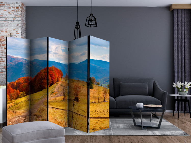 Room Divider Screen Colorful Autumn Landscape II (5-piece) - fields and trees against the backdrop of mountains 133109 additionalImage 4