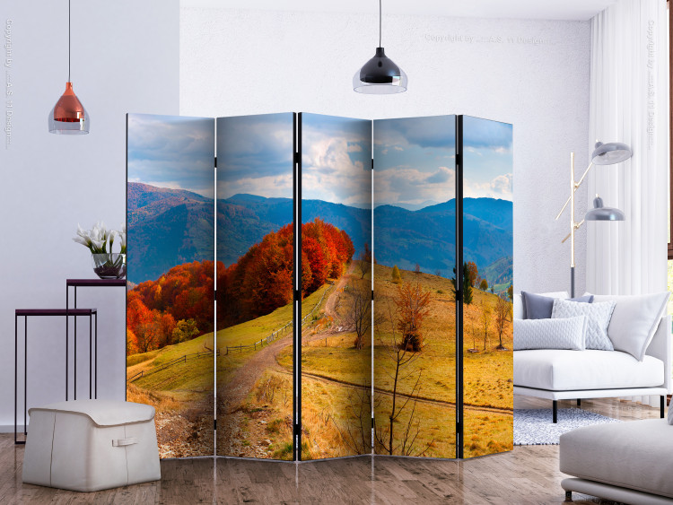 Room Divider Screen Colorful Autumn Landscape II (5-piece) - fields and trees against the backdrop of mountains 133109 additionalImage 2
