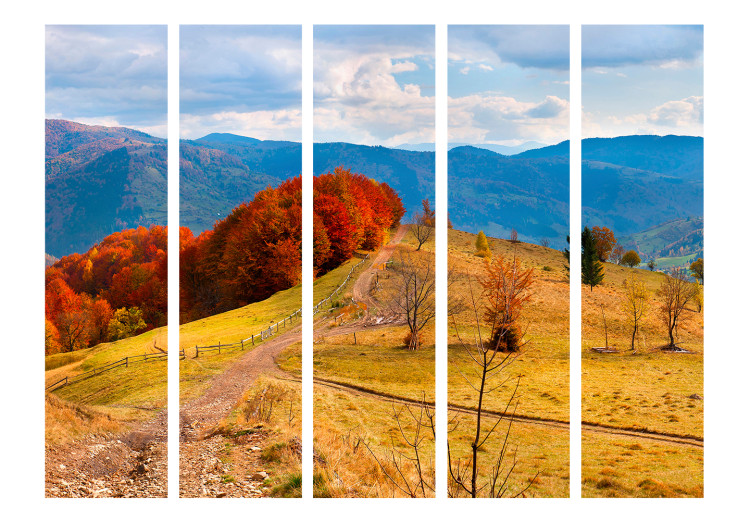 Room Divider Screen Colorful Autumn Landscape II (5-piece) - fields and trees against the backdrop of mountains 133109 additionalImage 3