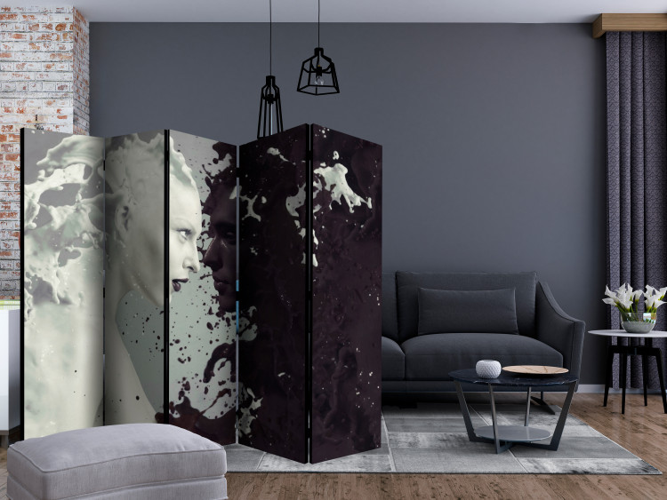 Room Divider Screen Love Without Bounds II (5-piece) - black and white abstraction with people 133309 additionalImage 4