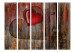 Room Separator Heart Engraved in Wood II (5-piece) - retro composition in boards 133409 additionalThumb 3