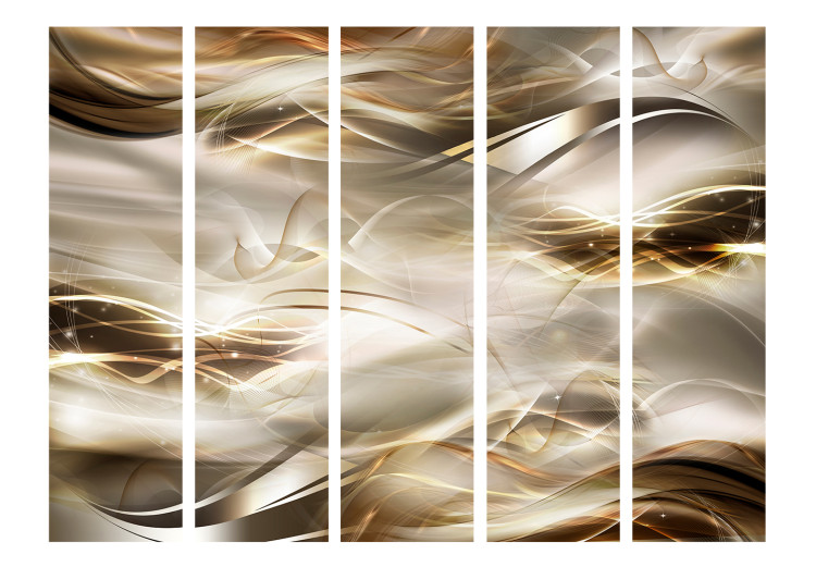 Room Separator Amber River II - illusion of golden waves in abstract motif 133709 additionalImage 3
