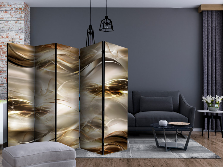 Room Separator Amber River II - illusion of golden waves in abstract motif 133709 additionalImage 4