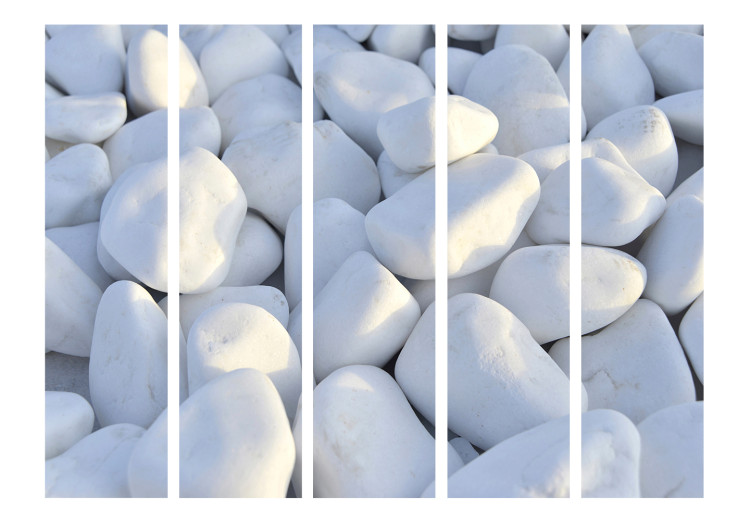 Room Divider Screen White Pebbles II - field of stones in light white color in zen motif 133809 additionalImage 3
