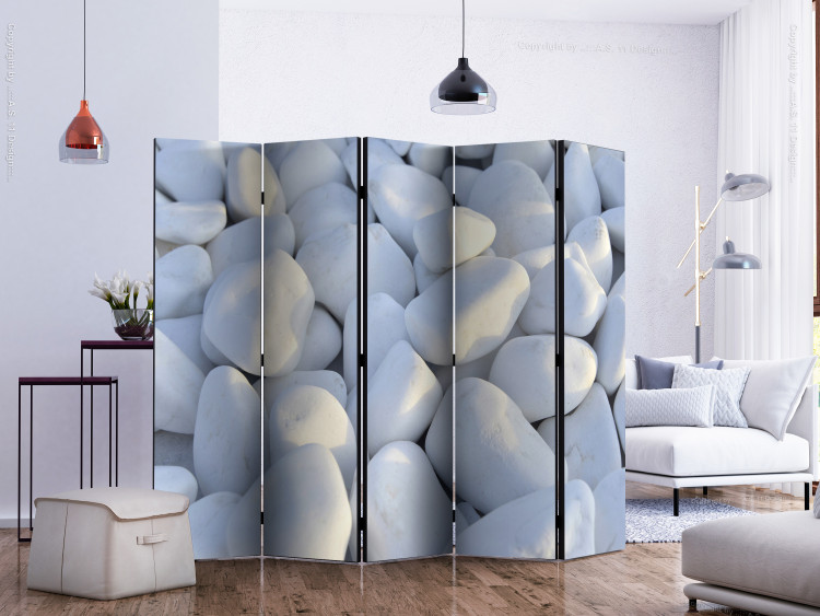 Room Divider Screen White Pebbles II - field of stones in light white color in zen motif 133809 additionalImage 2