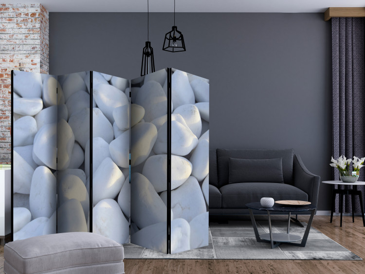 Room Divider Screen White Pebbles II - field of stones in light white color in zen motif 133809 additionalImage 4