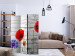 Room Separator Meadow Flowers - red poppy flowers on a background of white wooden planks 133909 additionalThumb 4