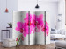 Room Divider Pink Excitement II - pink orchid flower on a white brick background 134009 additionalThumb 2