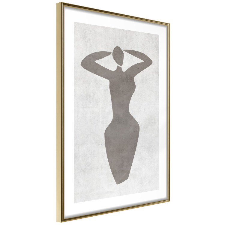 Poster Dancing Woman - black silhouette of a dancing woman on a gray background 134209 additionalImage 7