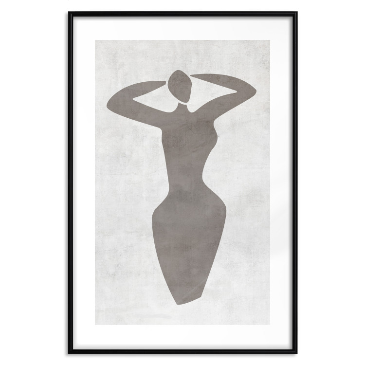 Poster Dancing Woman - black silhouette of a dancing woman on a gray background 134209 additionalImage 15