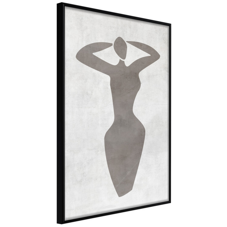 Poster Dancing Woman - black silhouette of a dancing woman on a gray background 134209 additionalImage 11