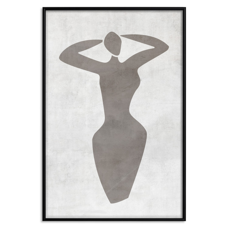 Poster Dancing Woman - black silhouette of a dancing woman on a gray background 134209 additionalImage 16