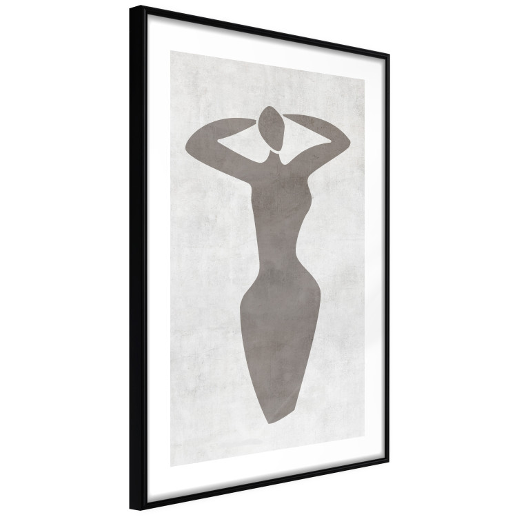 Poster Dancing Woman - black silhouette of a dancing woman on a gray background 134209 additionalImage 6