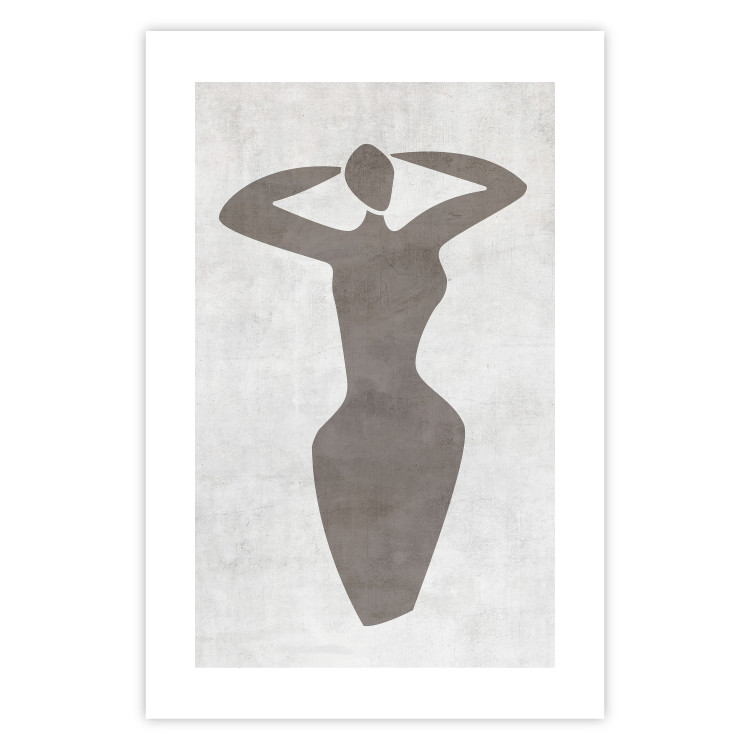 Poster Dancing Woman - black silhouette of a dancing woman on a gray background 134209 additionalImage 19