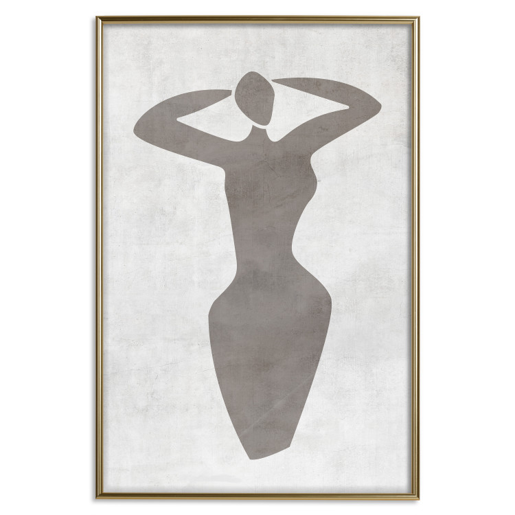 Poster Dancing Woman - black silhouette of a dancing woman on a gray background 134209 additionalImage 17