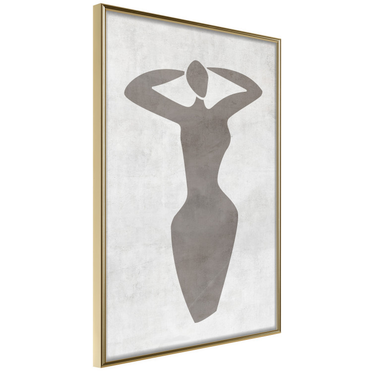 Poster Dancing Woman - black silhouette of a dancing woman on a gray background 134209 additionalImage 12