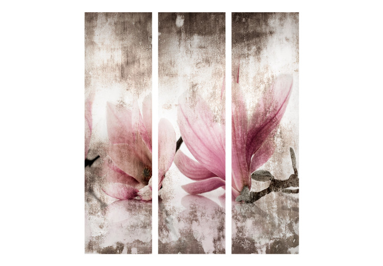 Folding Screen Vintage Magnolias (3-piece) - plant composition in pink flowers 134309 additionalImage 7