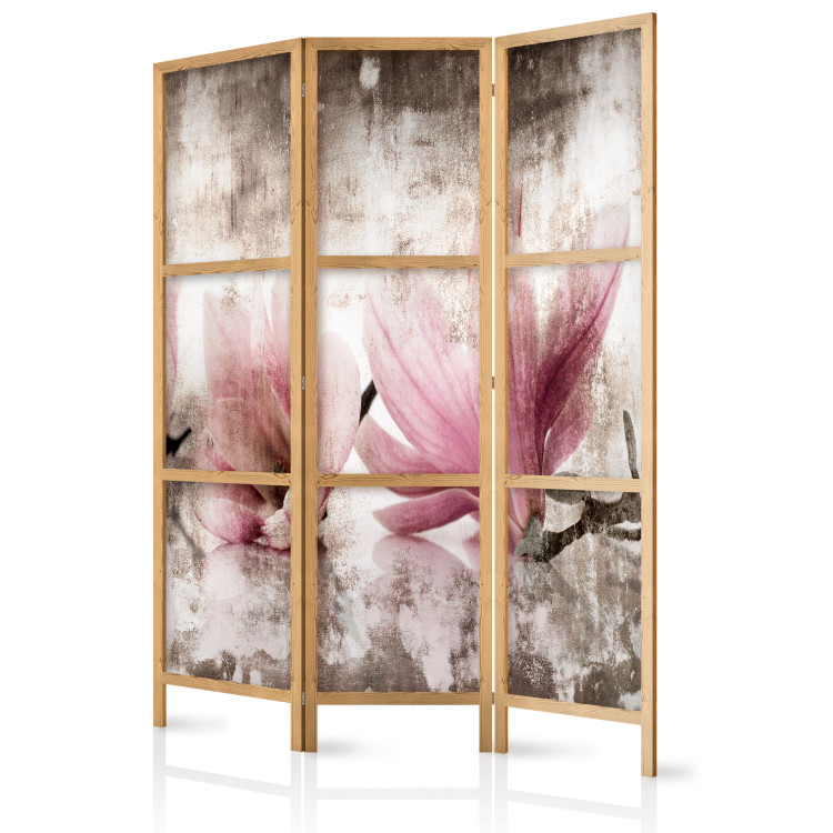 Folding Screen Vintage Magnolias (3-piece) - plant composition in pink flowers 134309 additionalImage 5