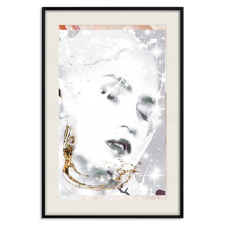 Poster Beautiful Winter Lady - black and white portrait of a woman with a golden glow 134509 additionalImage 19