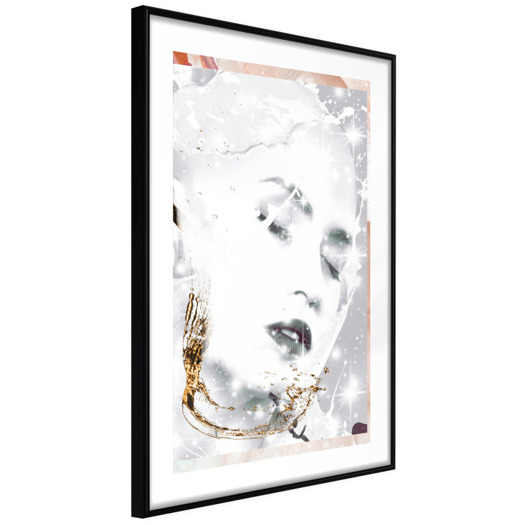 Poster Beautiful Winter Lady - black and white portrait of a woman with a golden glow 134509 additionalImage 3
