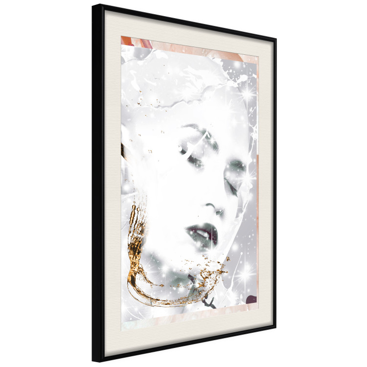 Poster Beautiful Winter Lady - black and white portrait of a woman with a golden glow 134509 additionalImage 4