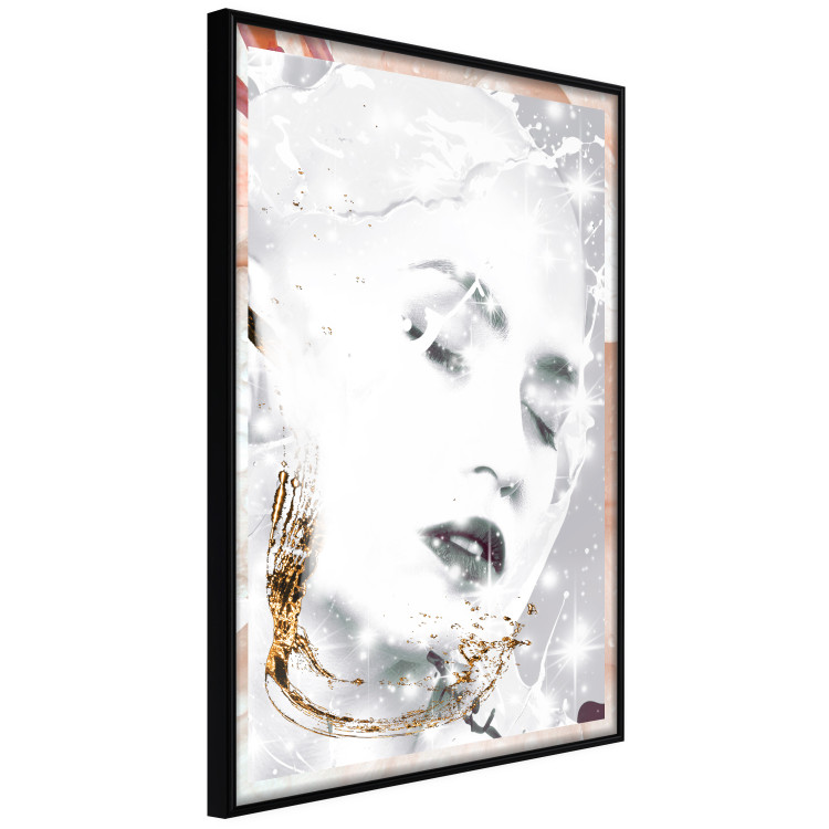 Poster Beautiful Winter Lady - black and white portrait of a woman with a golden glow 134509 additionalImage 13