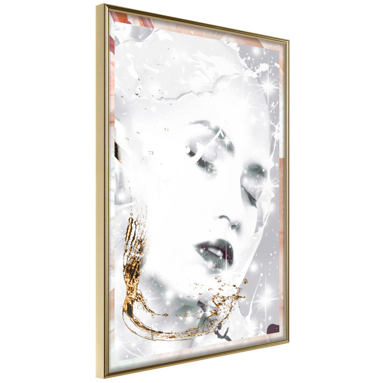 Poster Beautiful Winter Lady - black and white portrait of a woman with a golden glow 134509 additionalImage 12