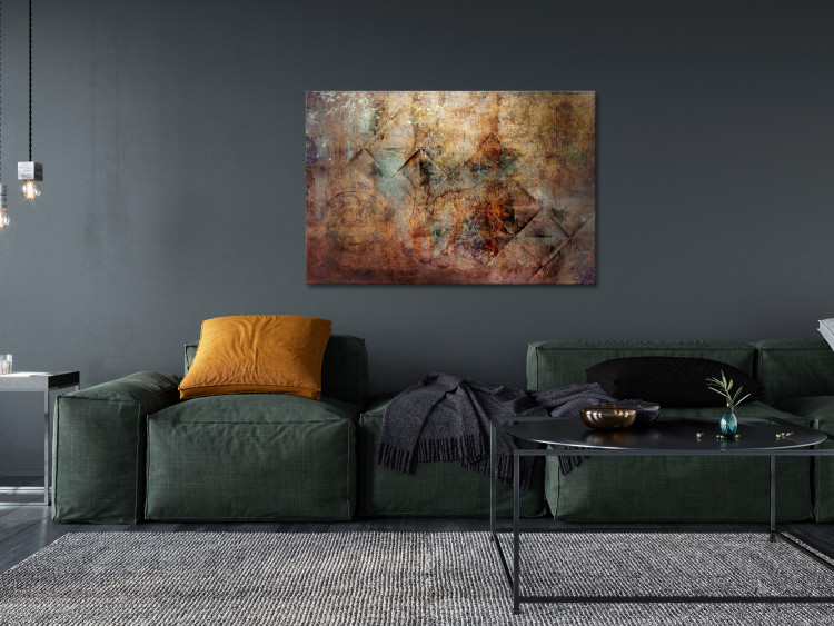 Canvas Print Copper sheet - abstraction with a copper surface covered with a patina 135109 additionalImage 3