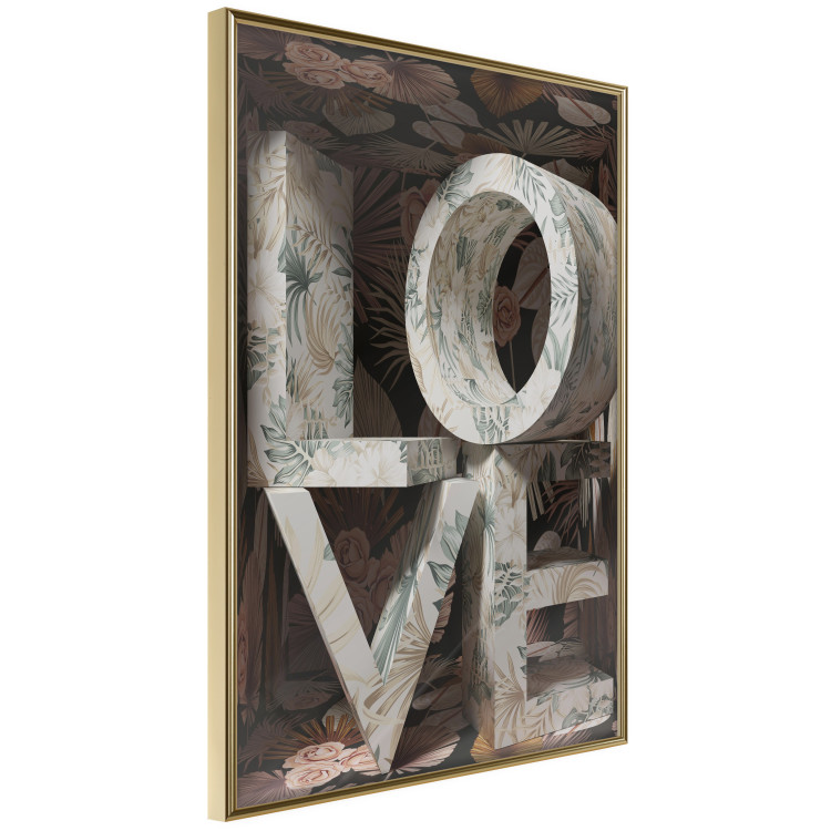 Wall Poster Deco Love - texts in plants with imitation of 3D effect on a flowery background 135509 additionalImage 19