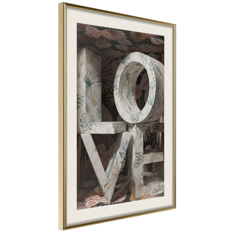 Wall Poster Deco Love - texts in plants with imitation of 3D effect on a flowery background 135509 additionalImage 22