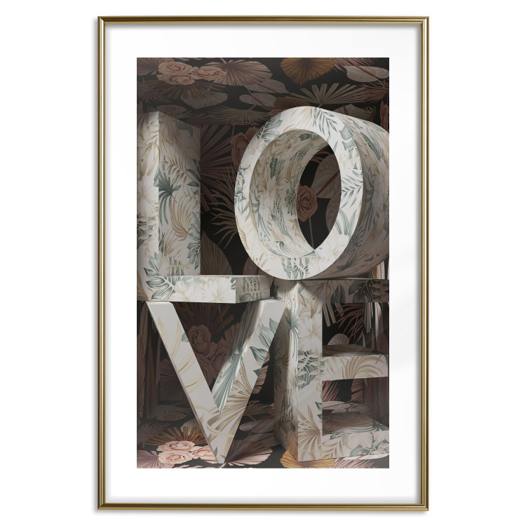 Wall Poster Deco Love - texts in plants with imitation of 3D effect on a flowery background 135509 additionalImage 8