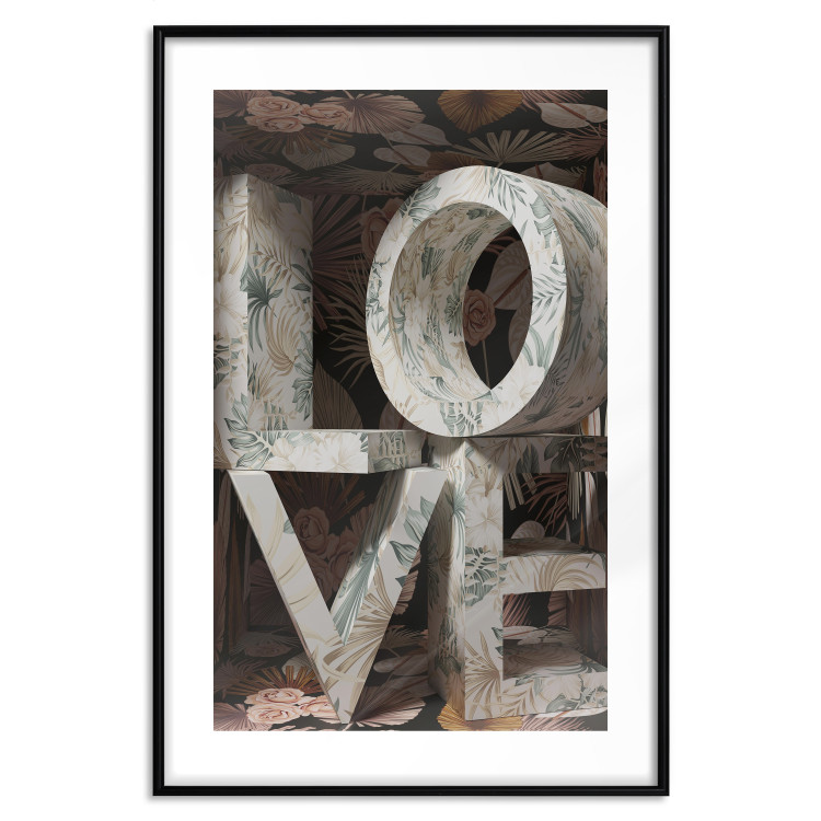 Wall Poster Deco Love - texts in plants with imitation of 3D effect on a flowery background 135509 additionalImage 9