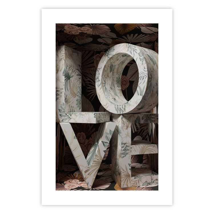Wall Poster Deco Love - texts in plants with imitation of 3D effect on a flowery background 135509 additionalImage 11