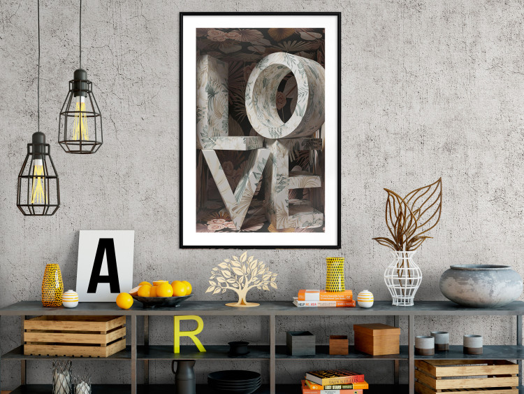 Wall Poster Deco Love - texts in plants with imitation of 3D effect on a flowery background 135509 additionalImage 18