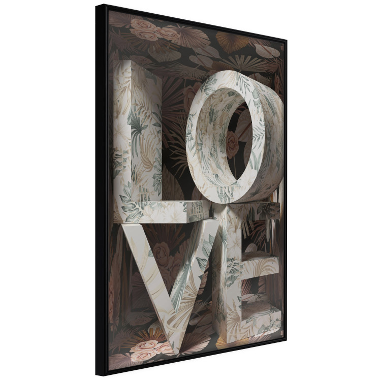 Wall Poster Deco Love - texts in plants with imitation of 3D effect on a flowery background 135509 additionalImage 2