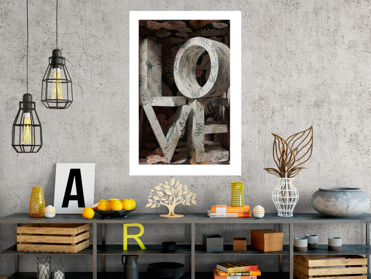 Wall Poster Deco Love - texts in plants with imitation of 3D effect on a flowery background 135509 additionalImage 15