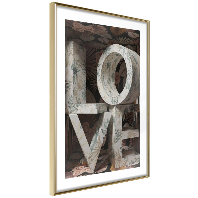 Wall Poster Deco Love - texts in plants with imitation of 3D effect on a flowery background 135509 additionalImage 24