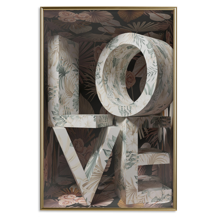 Wall Poster Deco Love - texts in plants with imitation of 3D effect on a flowery background 135509 additionalImage 27