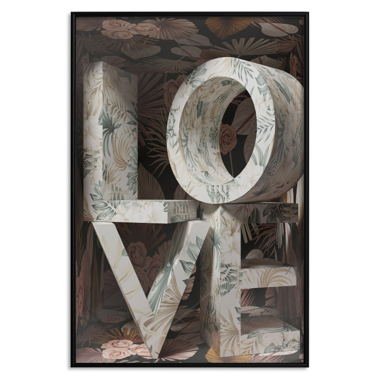 Wall Poster Deco Love - texts in plants with imitation of 3D effect on a flowery background 135509 additionalImage 10