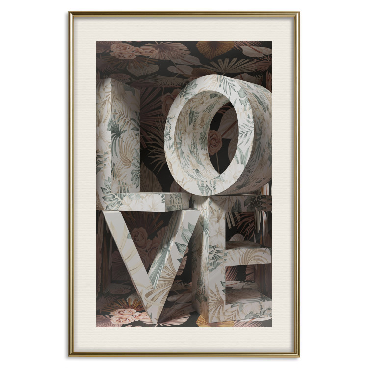 Wall Poster Deco Love - texts in plants with imitation of 3D effect on a flowery background 135509 additionalImage 6