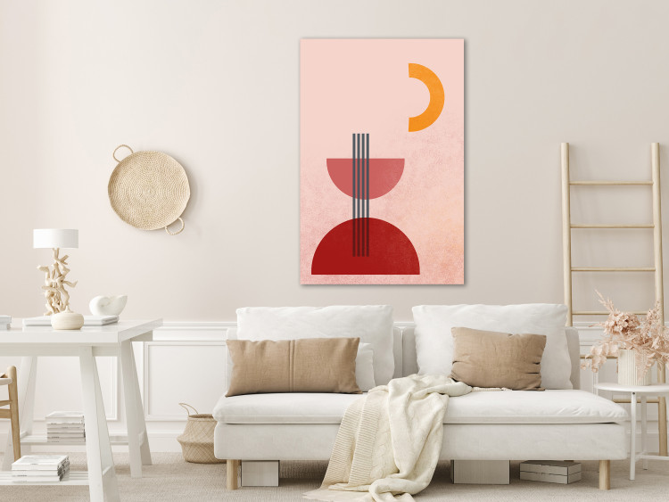 Canvas Abstract fountain and moon - graphic motif in red colors 135609 additionalImage 3