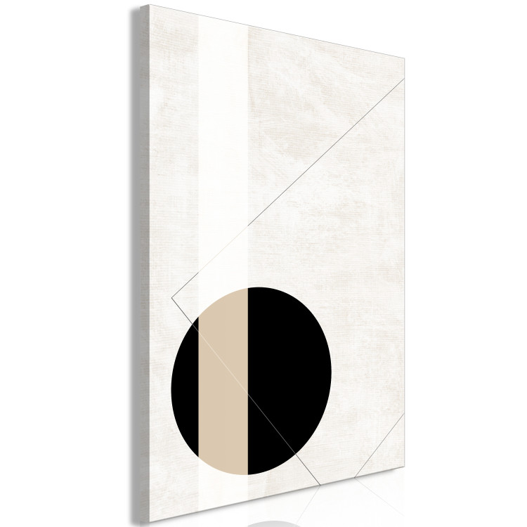Canvas Print Black wheel - geometric abstraction on a beige background 137209 additionalImage 2