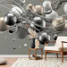 Wall Mural Dynamic space with balls in gold - Modern abstraction 138409